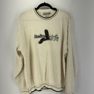 Vintage Embroidered Crewneck Sweater USA Mens Large Eagle Preppy Grunge Grandpa